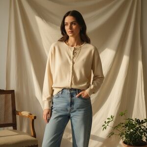 Vintage Nina Ricci Paris 100% Wool Cardigan Sweater - Italian Made Size L